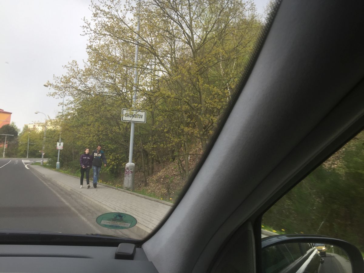 Ortseingang von Komotau (Chomutov)